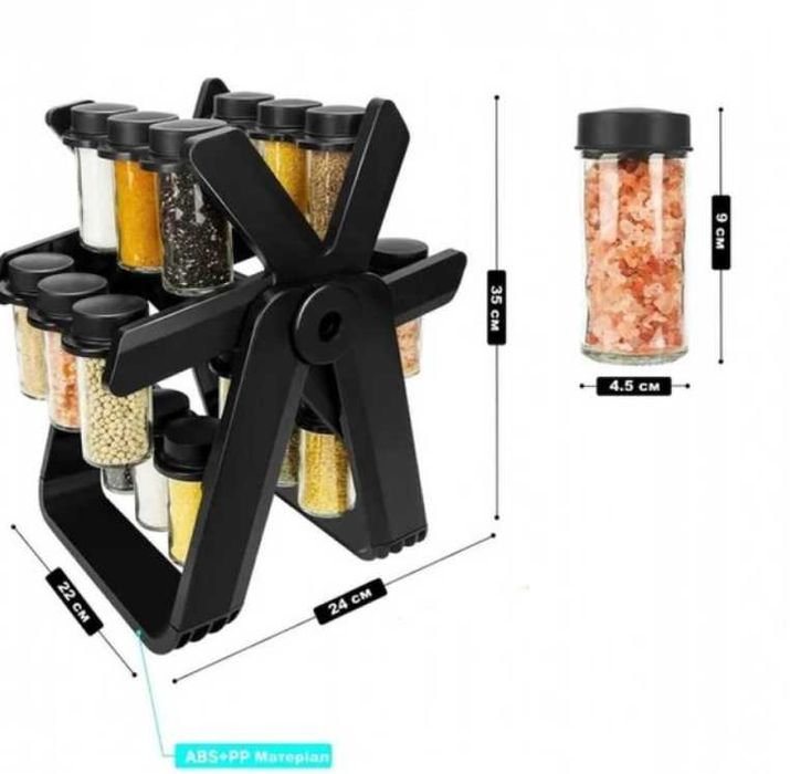 Набір для спецій на обертовій підставці Органайзер для специй Стійка