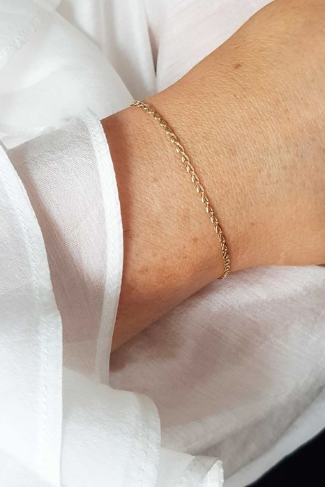 Złota bransoletka z subtelnymi gładkimi ogniwami 17,5 cm pr.585