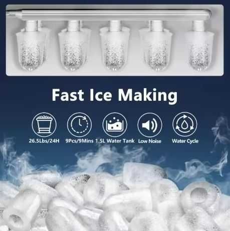 KUMIO – automat do lodu, 9 kostek w 6–9 min, 15 kg/dobę