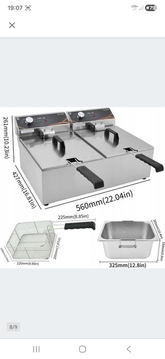 Komercyjna frytkownica elektryczna, 2x8 l,