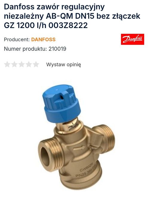 Zawór regulacyjny AB-QM 4.0 DN15 HF, gwint zewn. danfoss