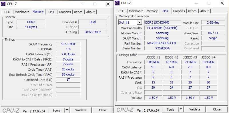 Pamięć RAM SAMSUNG 2x2GB 1066 MHz M471B5773CHS-CF8 (DDR3, PC3-8500S)