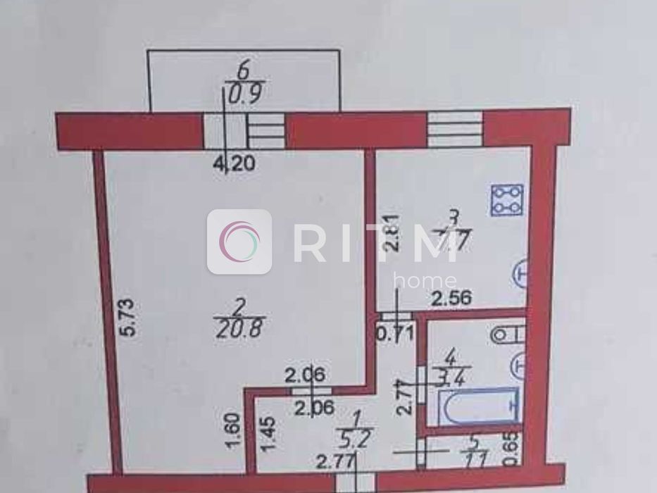 Продаж 1 кім. квартир 39.1 м2 біля ТЦ Промінь.