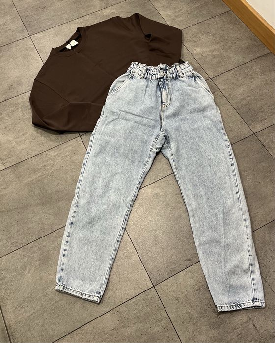 Spodnie jeansowe Baggy  Paperbag wysoki stan