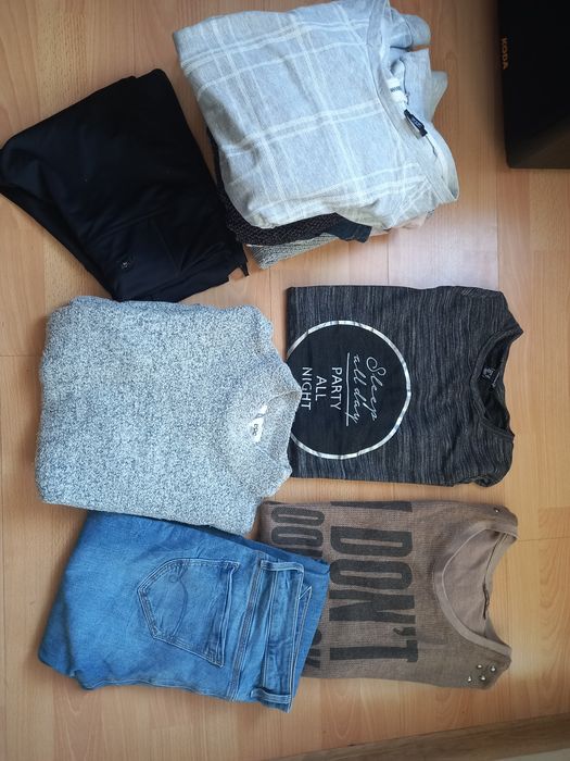 Zestaw Zara paka płaszcz H&M beż bonprix spodnie 38 M Tunika bluza