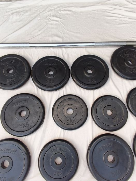 Discos de ferro com proteção em borracha+barra