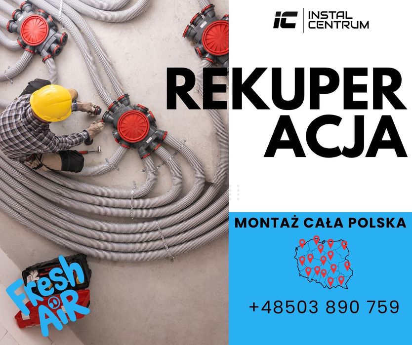 Wentylacja Mechaniczna, Rekuperacja do 180-200 m2 z montażem kompletna