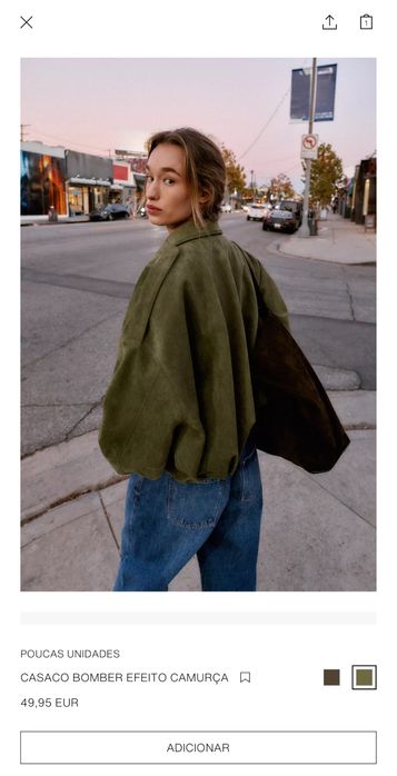 Casaco Zara Bomber Camurça – PORTES INCLUÍDOS