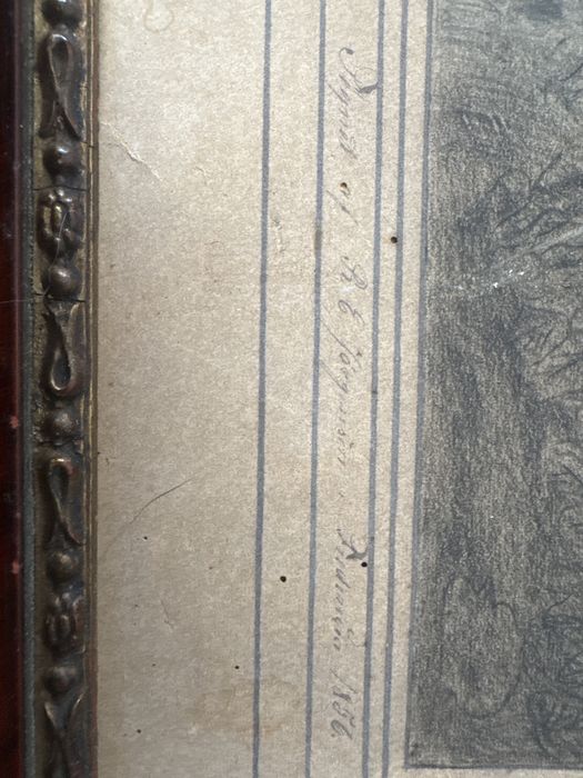 Litografia w pieknej ramie mahoniu