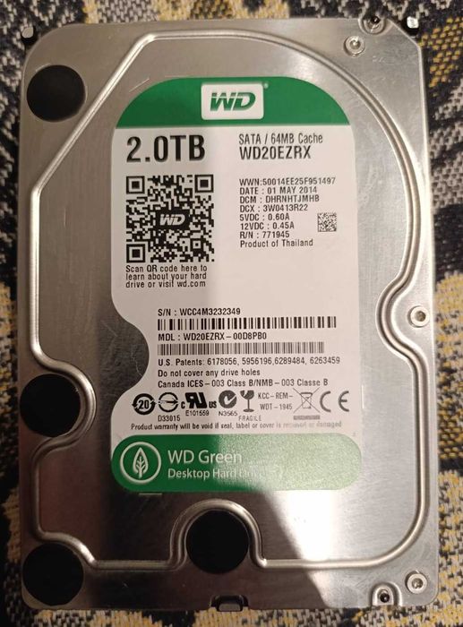 Жесткий диск 3.5 (Винчестер) Western Digital Green 2TB 64МB SATA IIl