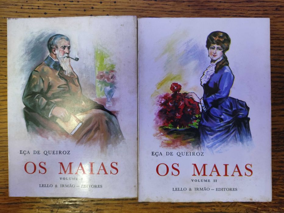 livro "Os Maias" de Eça de Queiroz, 2 volumes editados Lello & Irmão