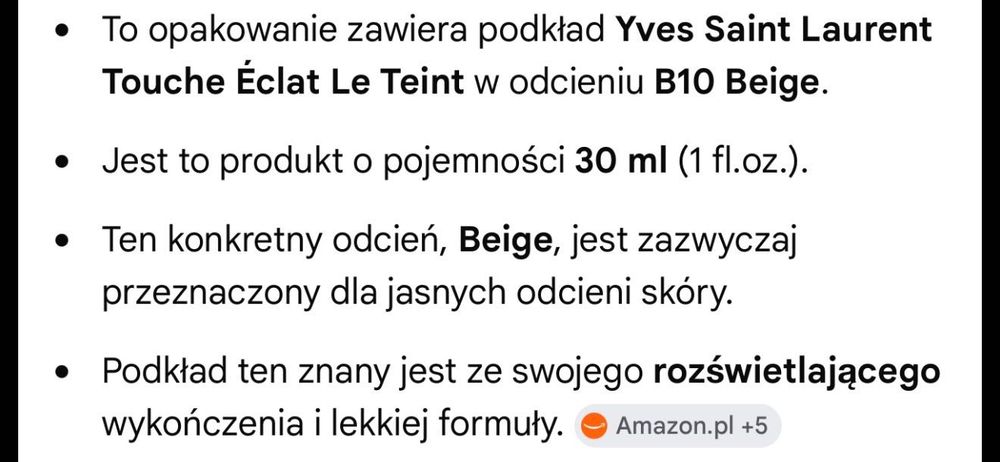 YSL podkład Beige 10 30 ml.nowy