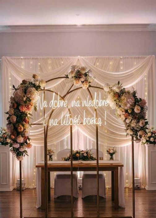 Neon na ściankę do zdjęć Napis LED Dekoracja tła za Parą Młodą