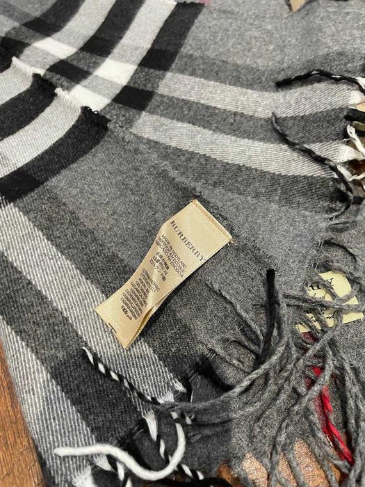 Шарф сірий Чоловічий в клітинку Burberry + коробка