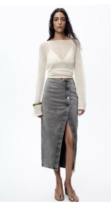 Джинсова спідниця Zara з гудзиками