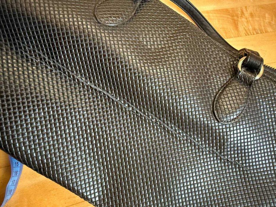 Большая кожаная сумка с плетением | 3 отделения Отстегивающаяся ручка