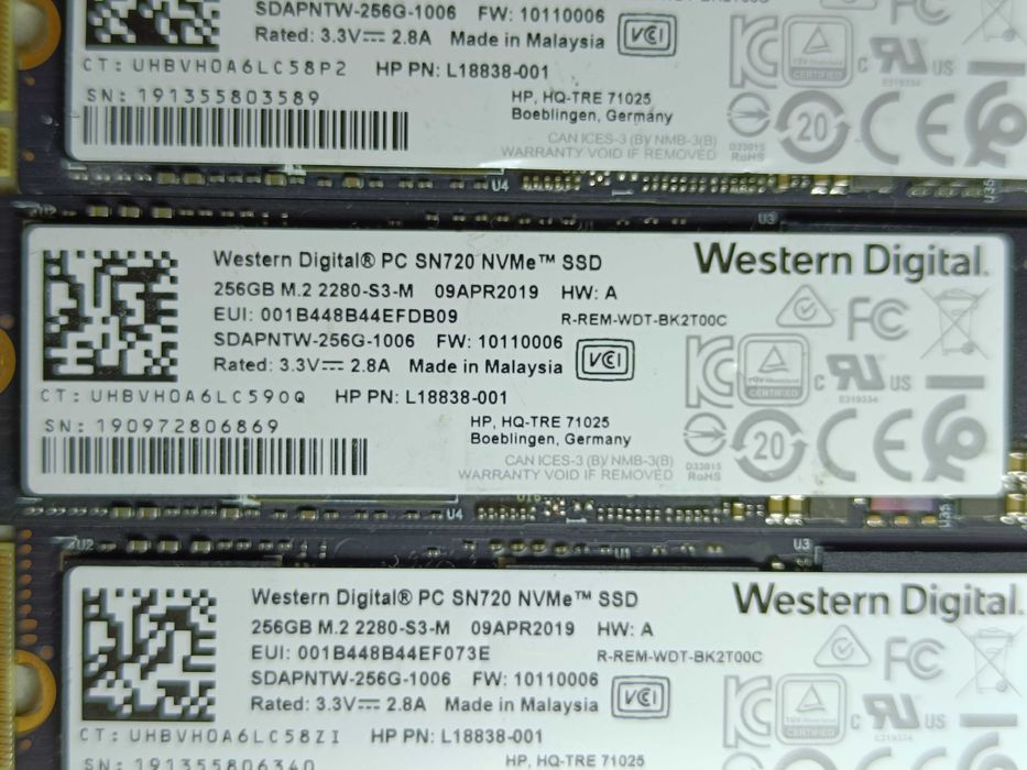 SSD диск Western Digital SN720 256GB M2 NVMe 2280 PCIe 3.0 V-NAND 3-bit TLC