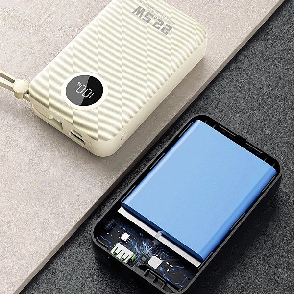 Powerbank Dudao K14+ 20000mAh 22.5W USB-C / USB-A / wbudowane kable Li