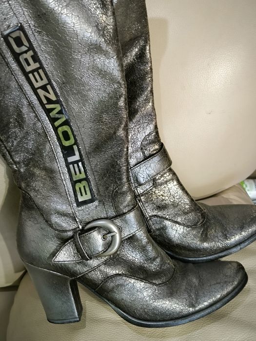 Сапоги женские серебро