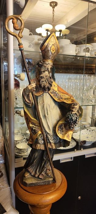 Figura Świętego  Biskup z drewna polichromia 65cm