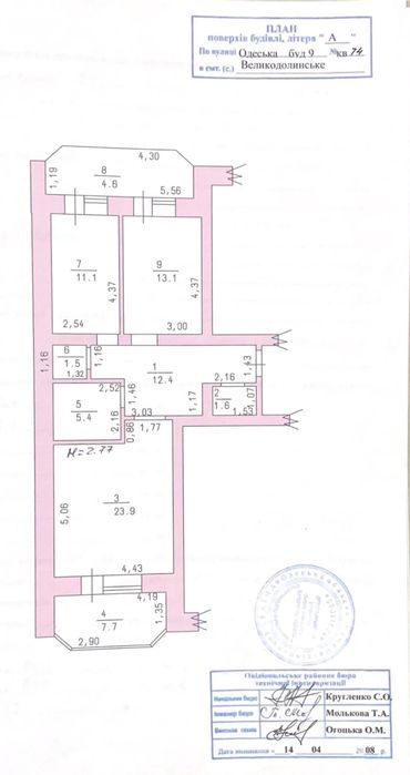 Продам 2к квартиру с ремонтом 82м2, Великодолинское сертифткат е-оселя