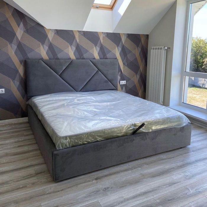 Ліжко Двоспальне Ортопедичне з Нішею Сіті Лофт Геометрія Лугано Каміла