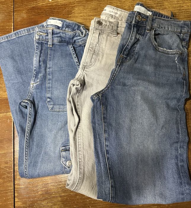 3 Calca de ganga de menina usado.  Bem estimado.