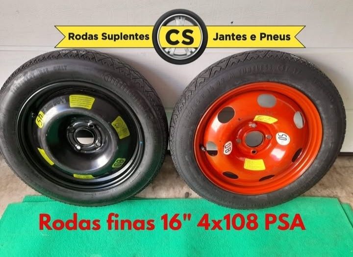 Roda suplente 16 4x108 Peugeot, Citroen jante emergência Pneu fino PSA