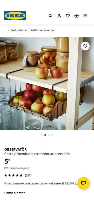 Cesto metálico para pendurar OBSERVATÖR IKEA cinzento