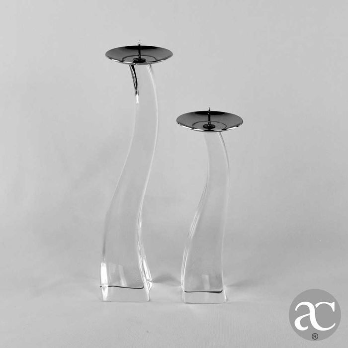 Conjunto de 2 castiçais em Vidro de Murano Assinado “Giuliano Tosi”