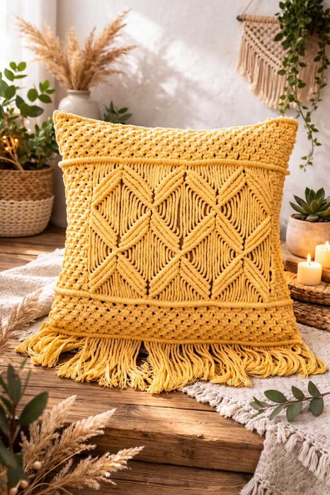 Almofada decorativa em macrame