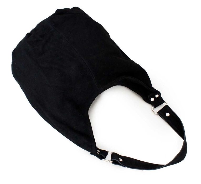 VERA PELLE torebka skórzana zamszowa worek na ramię V058 j.różowa