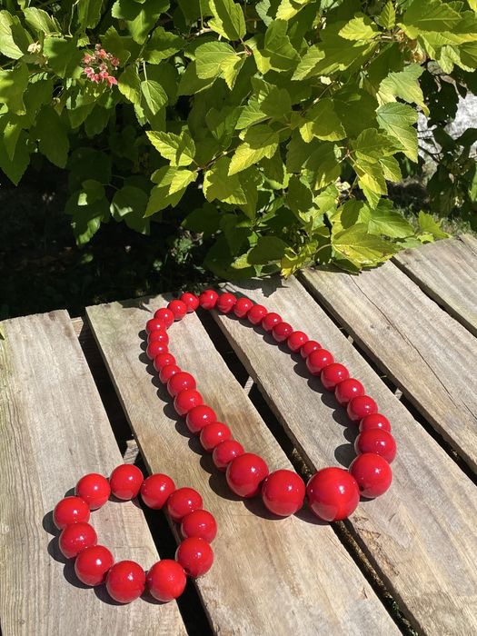 Zestaw Korali z Drewna Bukowego i Bransoletka