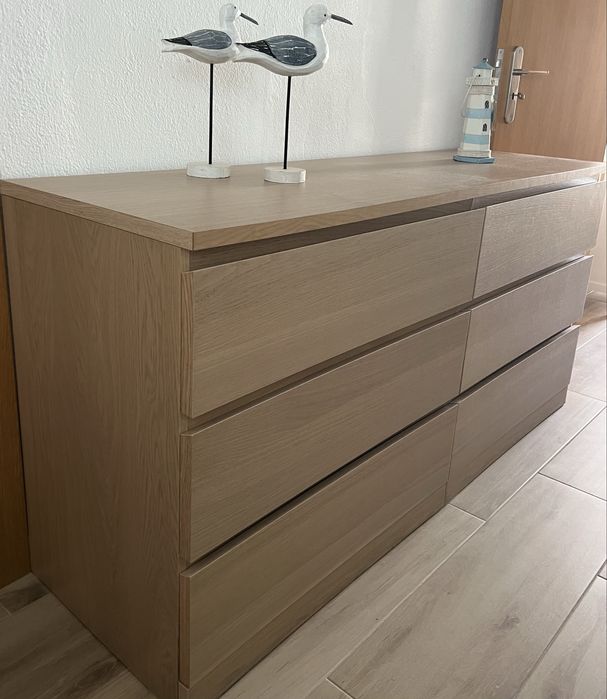 Cómoda dupla de 6 gavetas Carvalho