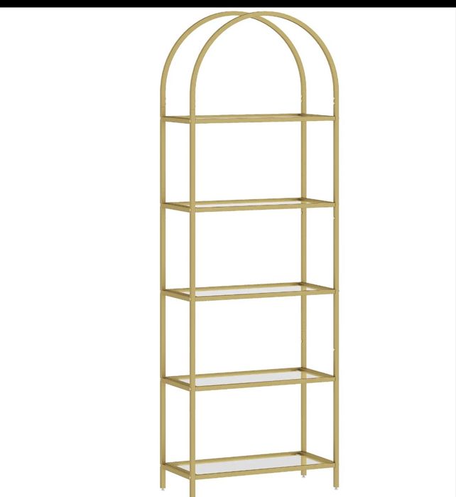 Estante de vidro de arrumacao de estrututa arqueada