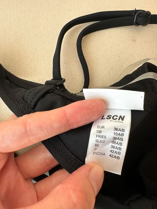 Lascana 36 S miseczka A/B czarny wycięty kostium jednoczęściowy