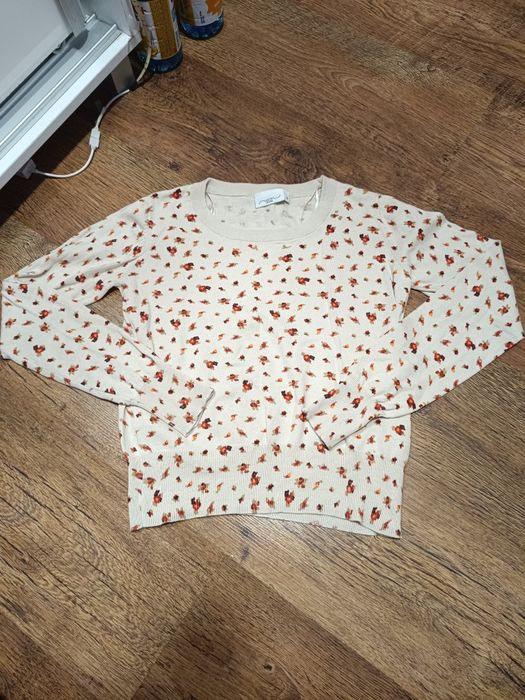 Sweter bawełna cotton w kwiatki vintage L