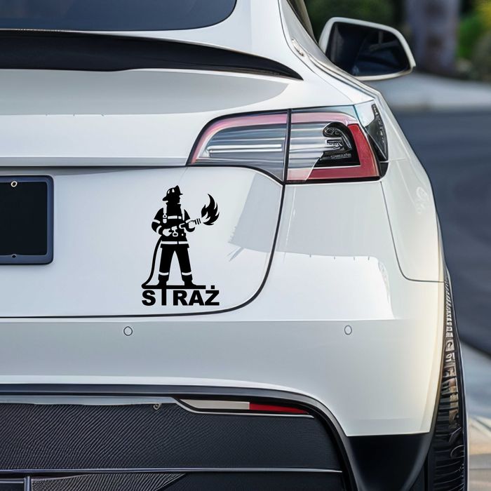 Naklejka STRAŻ POŻARNA - 14x9cm - na telefon, laptop, samochód