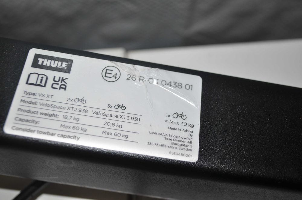 Bagażnik rowerowy Thule Velo Space XT939 plus adapter