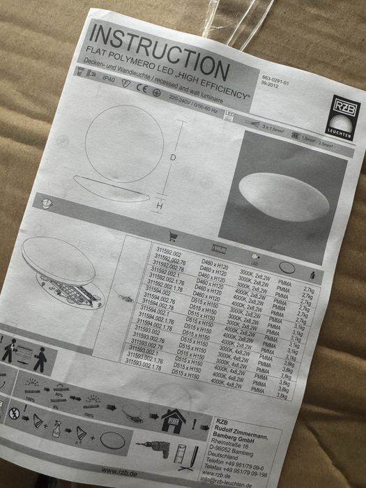 Lampa sufitowa RZB led