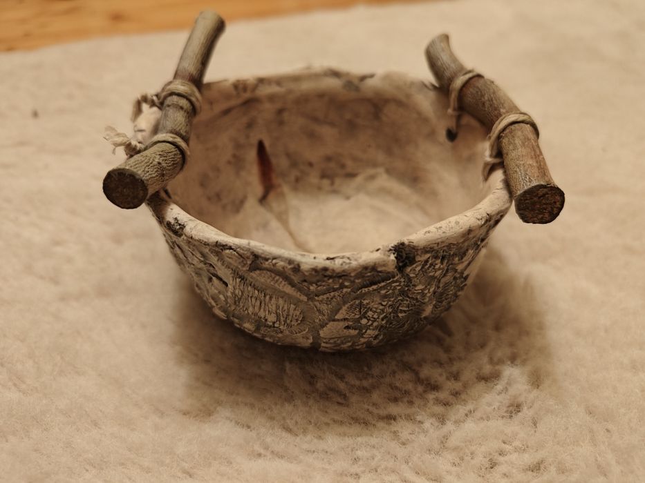 Rustykalna miseczka handmade z koronkową fakturą