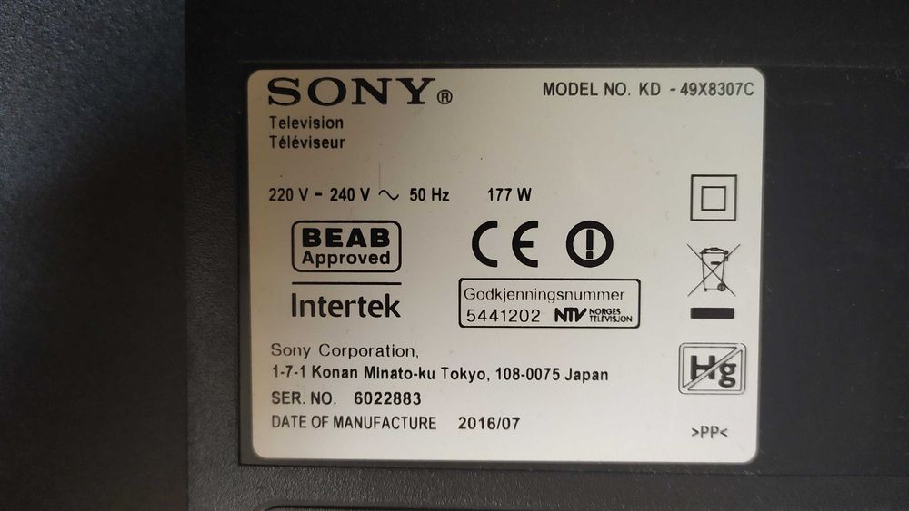 Sony KD49X8307  4K HDR led  49 cali  android DVB T2  wbudow dekod sat