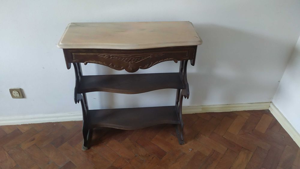 Aparador/consola elegante tampo em mármore, gaveta, excelente estado!