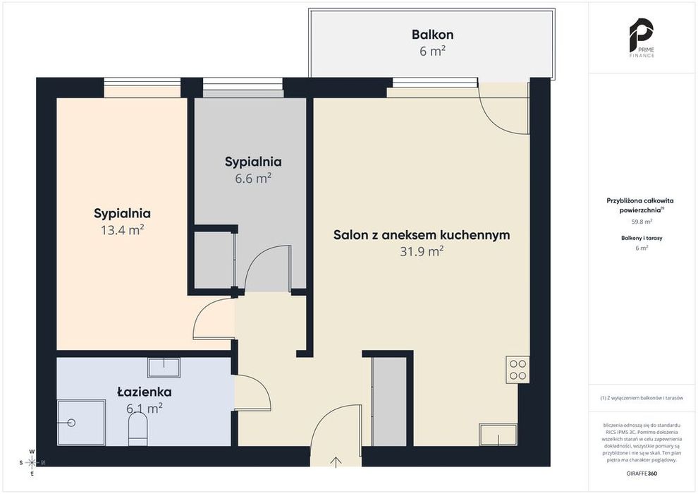 Mieszkanie 3-pokojowe z balkonem nowe budownictwo