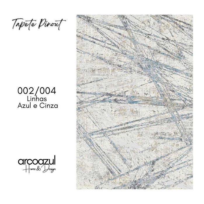 Tapete Pinout Cinza e Azul - 160x230cm By Arcoazul