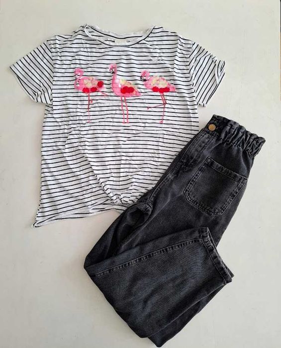 Conjunto calças ganga e t-shirt Zara 11-12 anos - muito bom  estado