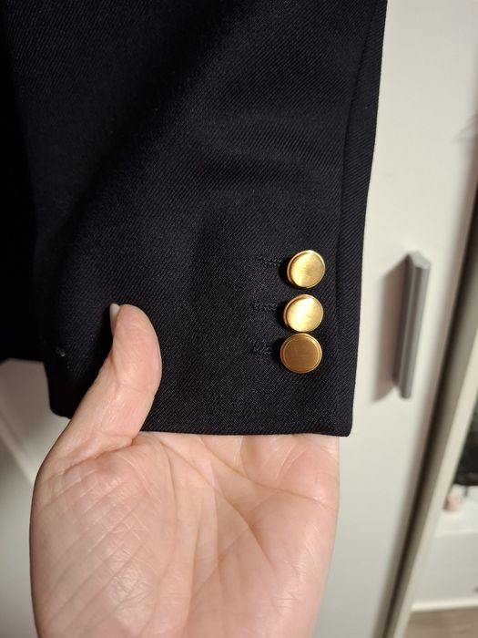 Granatowa, wełniana marynarka PIN STRIPE