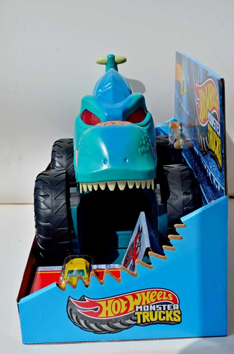 Набір автовоз Hot Wheels Monster Trucks Car Chompin Mega Wrex + одна маленька машинка Hot Wheels Мега Врекс автовоз великий динозавр крокодил
