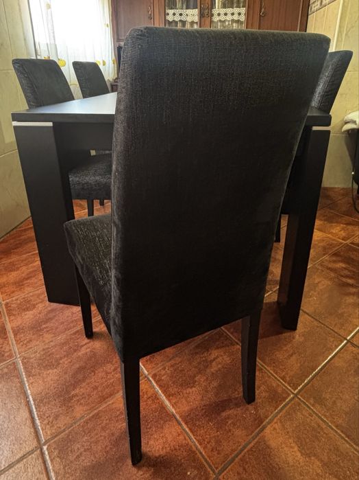 Mesa de jantar retangular extensivel + 6 cadeiras