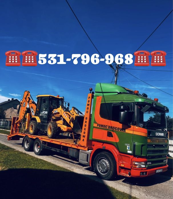 Transport lawetą ciągniki maszyny rolnicze budowlane pomoc drogowa24h